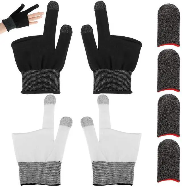 Main image of 8 Pcs Gaming Gloves for Sweaty Hands, Silver Fiber Thumb Gloves