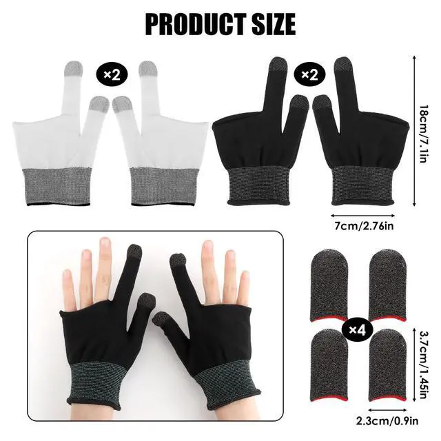 Alt view image 2 of 7 - 8 Pcs Gaming Gloves for Sweaty Hands, Silver Fiber Thumb Gloves