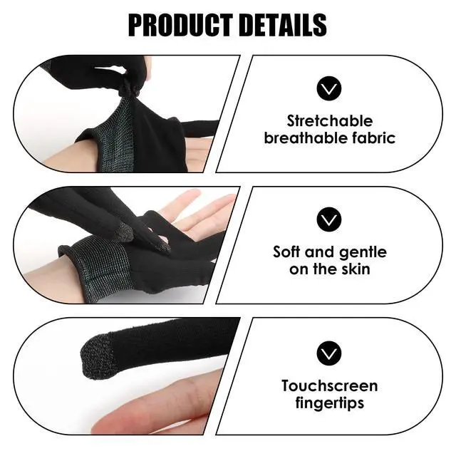 Alt view image 3 of 7 - 8 Pcs Gaming Gloves for Sweaty Hands, Silver Fiber Thumb Gloves