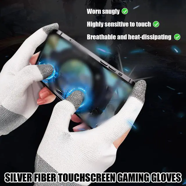 Alt view image 5 of 7 - 8 Pcs Gaming Gloves for Sweaty Hands, Silver Fiber Thumb Gloves