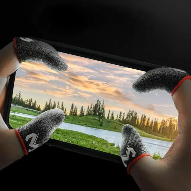 Alt view image 7 of 7 - 8 Pack Gaming Finger Sleeves, Anti Sweat Gaming Thumb Sleeve Silver Fiber Thin Mobile Finger Protectors Smooth Feel Gamer Gloves Accessories for Most Touchscreen Devices Tablet Phone