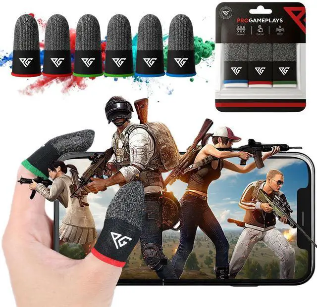 Main image of Finger Sleeves for Mobile Gaming, 3 Pairs Hybrid Carbon & Silver Fibre, Ultra Sensitive & Breathable 0.3 mm, Anti-Sweat, Anti-Dryness, Compatible with PUBG Mobile (Standard Size)