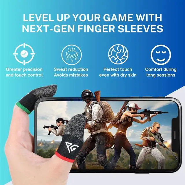 Alt view image 4 of 7 - Finger Sleeves for Mobile Gaming, 3 Pairs Hybrid Carbon & Silver Fibre, Ultra Sensitive & Breathable 0.3 mm, Anti-Sweat, Anti-Dryness, Compatible with PUBG Mobile (Standard Size)