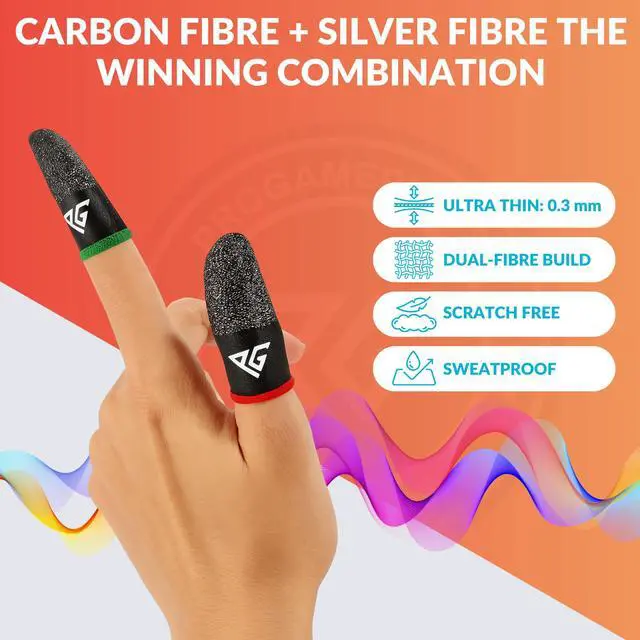 Alt view image 7 of 7 - Finger Sleeves for Mobile Gaming, 3 Pairs Hybrid Carbon & Silver Fibre, Ultra Sensitive & Breathable 0.3 mm, Anti-Sweat, Anti-Dryness, Compatible with PUBG Mobile (Standard Size)