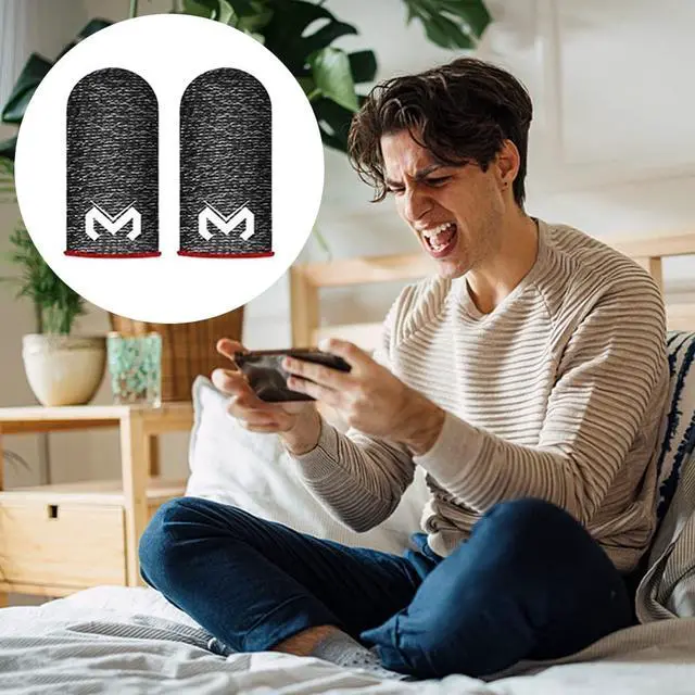 Alt view image 3 of 7 - 8 Pack Finger Sleeves for Mobile Gaming, Silver Fiber Thumb Sleeves Protector Phone Gaming, Smooth Operation & Highly Touch-Responsive, Anti-Sweat