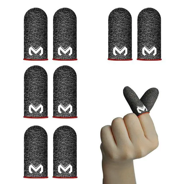 Alt view image 5 of 7 - 8 Pack Finger Sleeves for Mobile Gaming, Silver Fiber Thumb Sleeves Protector Phone Gaming, Smooth Operation & Highly Touch-Responsive, Anti-Sweat