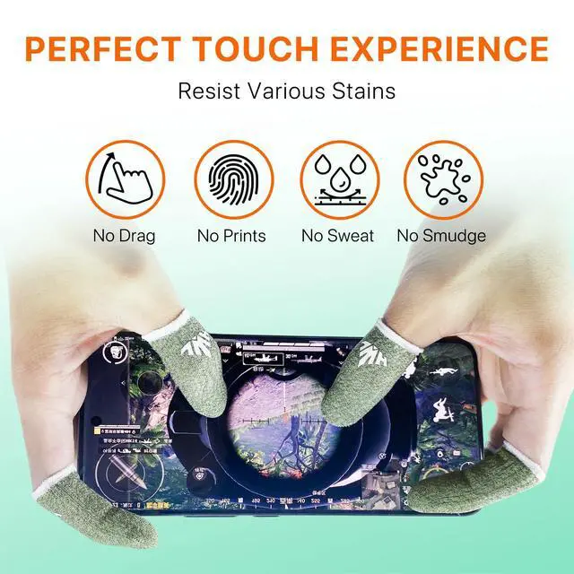 Alt view image 4 of 7 - 10 Pack Silver Fiber Dedales Gamer Profesionales Anti Slip Sweat Proof Gaming Finger Thumb Sleeves Cots Breathable Mobile Phone Gamer Gloves Guantes para Durable Covers for Pubg