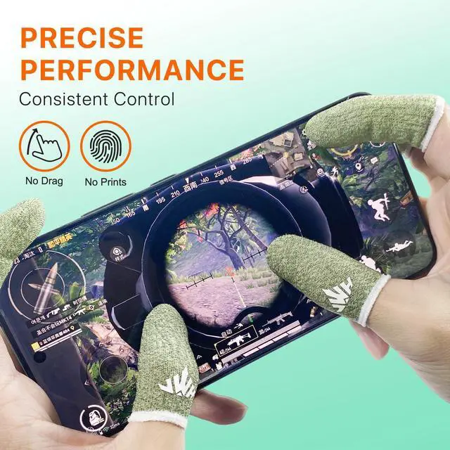 Alt view image 2 of 7 - 10 Pack Silver Fiber Dedales Gamer Profesionales Anti Slip Sweat Proof Gaming Finger Thumb Sleeves Cots Breathable Mobile Phone Gamer Gloves Guantes para Durable Covers for Pubg