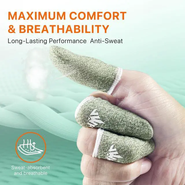 Alt view image 6 of 7 - 10 Pack Silver Fiber Dedales Gamer Profesionales Anti Slip Sweat Proof Gaming Finger Thumb Sleeves Cots Breathable Mobile Phone Gamer Gloves Guantes para Durable Covers for Pubg