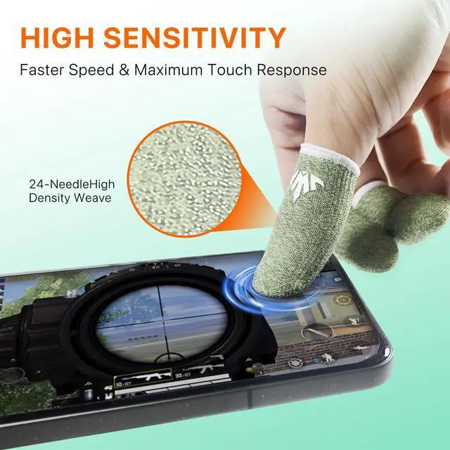 Alt view image 3 of 7 - 10 Pack Silver Fiber Dedales Gamer Profesionales Anti Slip Sweat Proof Gaming Finger Thumb Sleeves Cots Breathable Mobile Phone Gamer Gloves Guantes para Durable Covers for Pubg