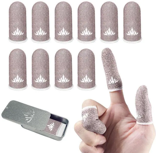Main image of Ultra-Thin Silver Fiber Gaming Finger Sleeves,Pink Thumb Sleeves Gaming Cots,10 Pack Gaming Finger Gloves for PUBG,with Storage Box,High Sensitivity,Anti-Slip,Fundas para Dedos Gamer