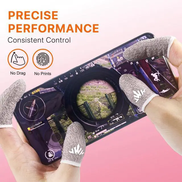 Alt view image 2 of 7 - Ultra-Thin Silver Fiber Gaming Finger Sleeves,Pink Thumb Sleeves Gaming Cots,10 Pack Gaming Finger Gloves for PUBG,with Storage Box,High Sensitivity,Anti-Slip,Fundas para Dedos Gamer