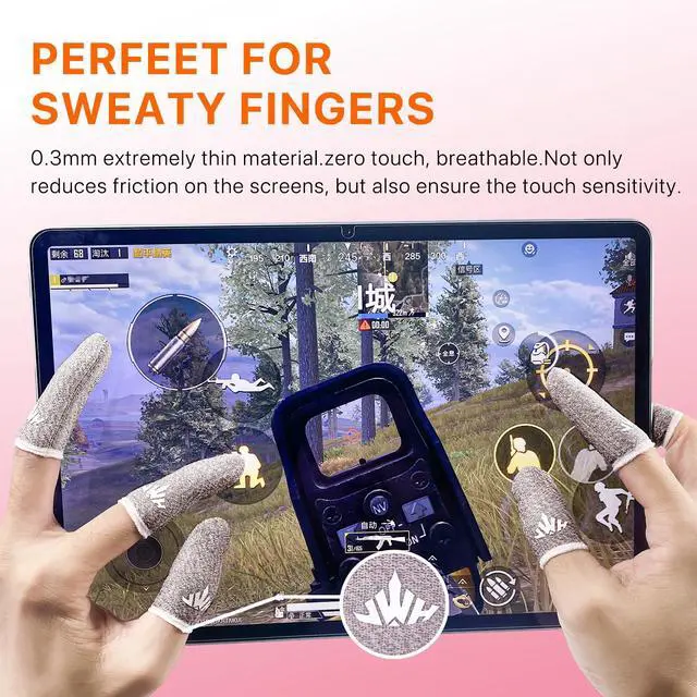 Alt view image 4 of 7 - Ultra-Thin Silver Fiber Gaming Finger Sleeves,Pink Thumb Sleeves Gaming Cots,10 Pack Gaming Finger Gloves for PUBG,with Storage Box,High Sensitivity,Anti-Slip,Fundas para Dedos Gamer