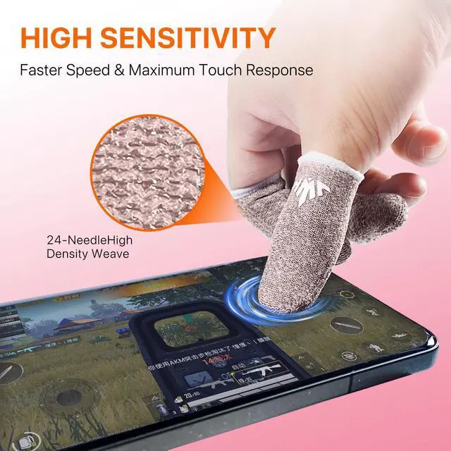 Alt view image 3 of 7 - Ultra-Thin Silver Fiber Gaming Finger Sleeves,Pink Thumb Sleeves Gaming Cots,10 Pack Gaming Finger Gloves for PUBG,with Storage Box,High Sensitivity,Anti-Slip,Fundas para Dedos Gamer