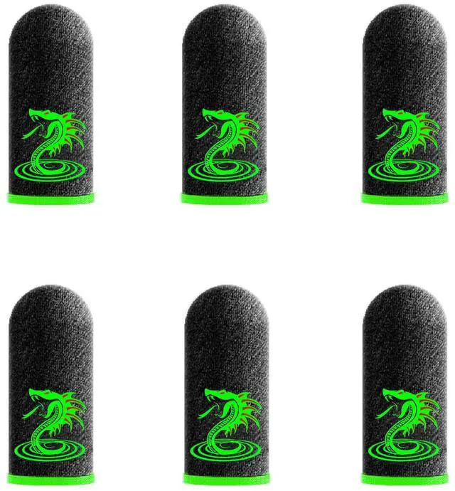 Main image of 6PCS Gaming Finger Sleeves Breathable Sensitive Thumb Finger Gloves Snake Shaped Gaming Finger Gloves Sleeves (Green)