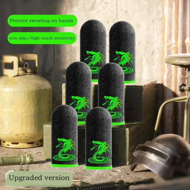 Alt view image 2 of 7 - 6PCS Gaming Finger Sleeves Breathable Sensitive Thumb Finger Gloves Snake Shaped Gaming Finger Gloves Sleeves (Green)
