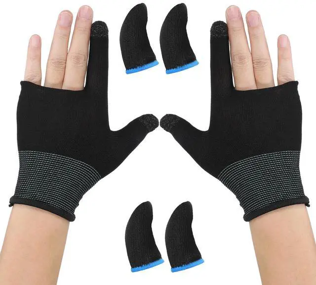 Main image of 2 Pairs Mobile Gaming Gloves, Ultra-Thin Mobile Gaming Gloves Touchscreen Game Finger Sleeves Game Glove for Sweaty Hands Anti-Sweat Finger Sleeve Breathable for Phone Tablet Players Streamer
