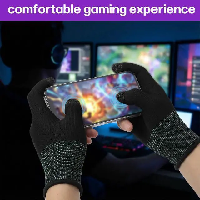 Alt view image 4 of 7 - 2 Pairs Mobile Gaming Gloves, Ultra-Thin Mobile Gaming Gloves Touchscreen Game Finger Sleeves Game Glove for Sweaty Hands Anti-Sweat Finger Sleeve Breathable for Phone Tablet Players Streamer