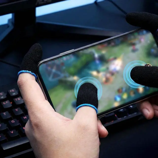 Alt view image 7 of 7 - 2 Pairs Mobile Gaming Gloves, Ultra-Thin Mobile Gaming Gloves Touchscreen Game Finger Sleeves Game Glove for Sweaty Hands Anti-Sweat Finger Sleeve Breathable for Phone Tablet Players Streamer
