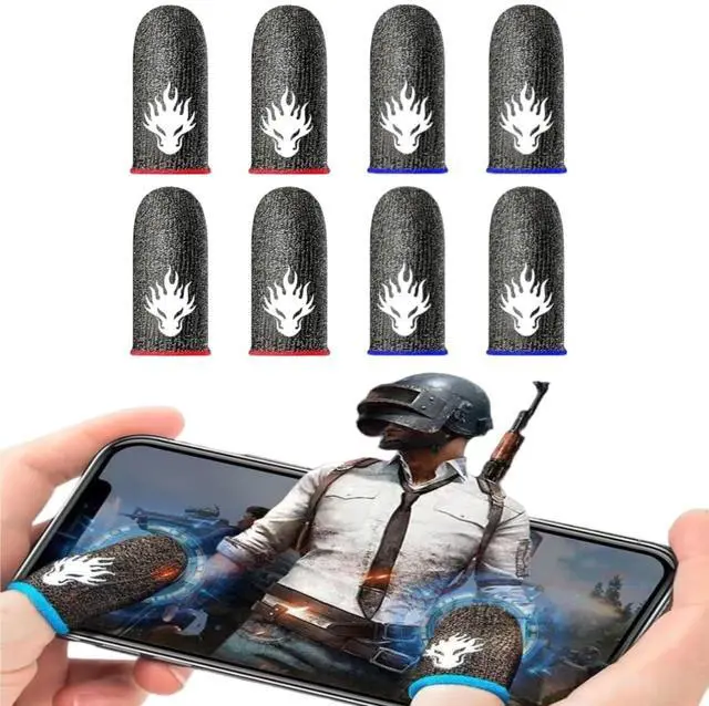 Main image of 8 Pcs Gaming Finger Sleeves (4 Red + 4 Blue) - Anti-Sweat & Non-Slip Grip for Mobile Gaming - Enhanced Touchscreen Control for Call of Duty: Mobile, Fortnite & Genshin Impact