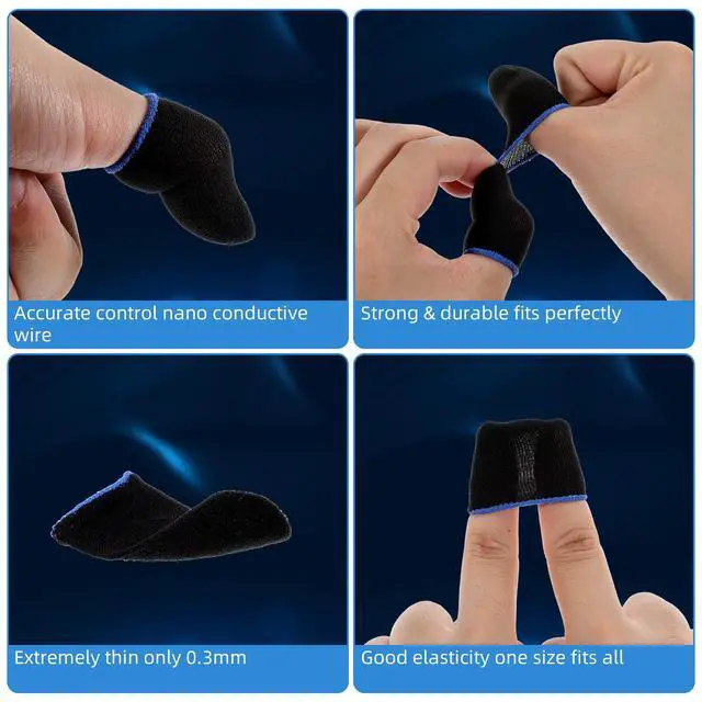 Alt view image 5 of 7 - 120 PCS Finger Sleeves for Gaming, Thumb Sleeve Mobile Game Controller Finger Cover Silver Fiber Anti Sweat Breathable Seamless Touchscreen Gaming Gloves for Mobile Phone Game (4 Colors)