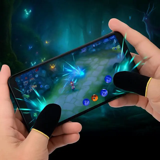 Alt view image 7 of 7 - 120 PCS Finger Sleeves for Gaming, Thumb Sleeve Mobile Game Controller Finger Cover Silver Fiber Anti Sweat Breathable Seamless Touchscreen Gaming Gloves for Mobile Phone Game (4 Colors)