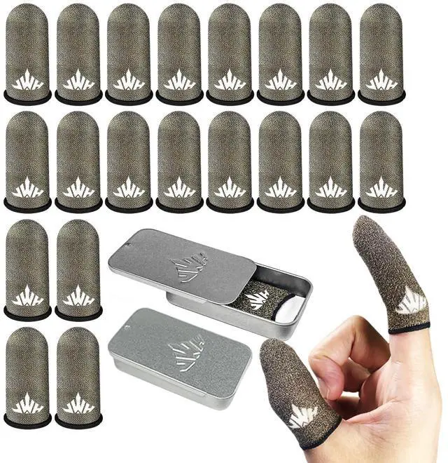 Main image of 20 Pack Dedales Gamer Profesionales Anti Slip Silver Fiber Gaming Finger Sleeve Covers Sweat Proof Mobile Phone Gamer Glove Guantes para Durable Thumb Cots for Pubg Gaming Accessories