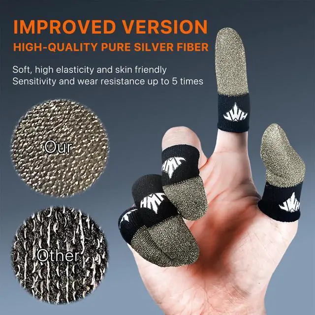 Alt view image 6 of 7 - 20 Pack Pure Silver Gaming Finger Sleeves Anti Slip Sweat Proof Covers Mobile Phone Gaming Gloves 0.15mm Dedales Gamer Profesionales Sensitive Touch Durable Gaming Thumb Sleeve for Pubg