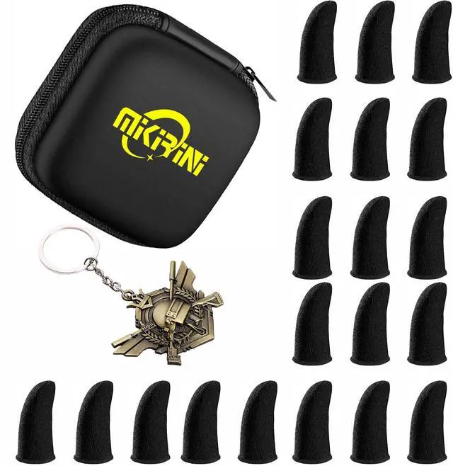 Main image of 20 Pack Mobile Phone Gaming Finger Sleeves w/Organizer & Badge Keychain