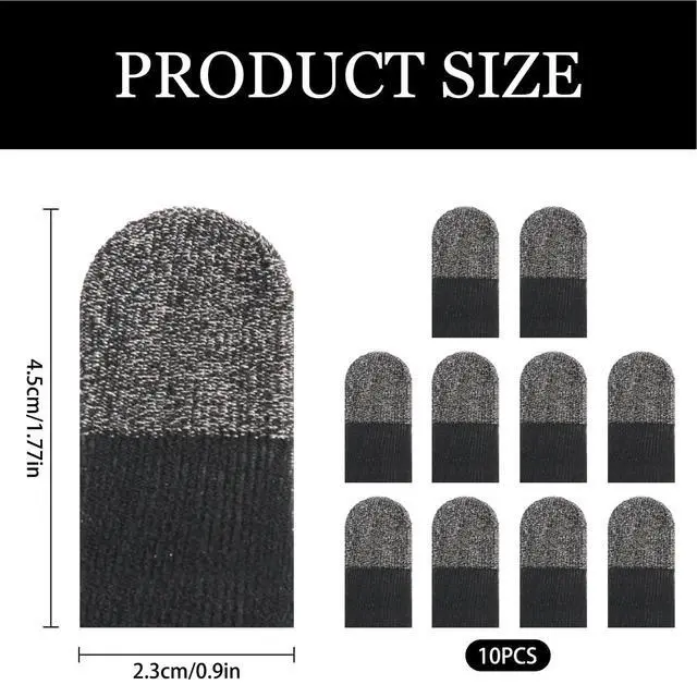Alt view image 2 of 7 - 10 Pcs Gaming Finger Gloves Sleeves, Gamer Touch Screen Finger Tips, Silver Fibers Breathable Sweatproof Mobile Game Assist Smooth Thin Thumb Protector Compatible with All Touchscreen Devices