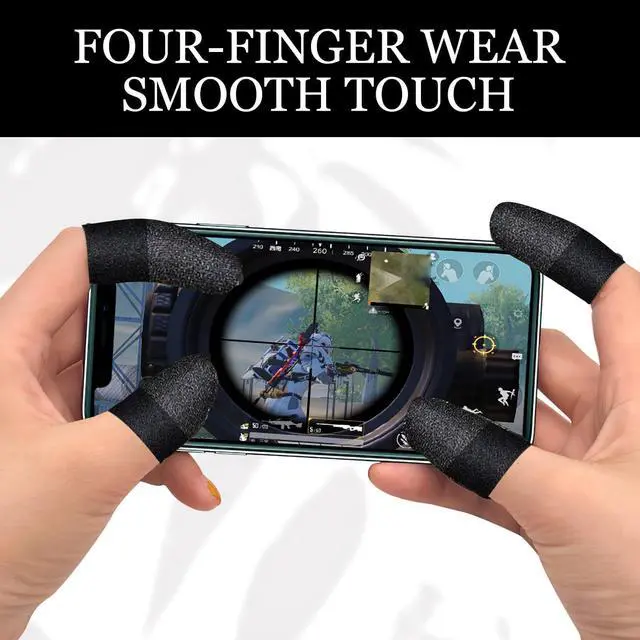 Alt view image 6 of 7 - 10 Pcs Gaming Finger Gloves Sleeves, Gamer Touch Screen Finger Tips, Silver Fibers Breathable Sweatproof Mobile Game Assist Smooth Thin Thumb Protector Compatible with All Touchscreen Devices