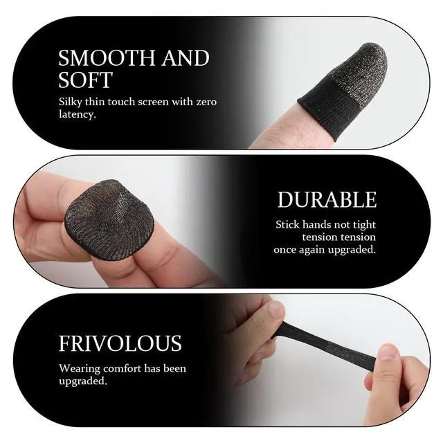 Alt view image 3 of 7 - 10 Pcs Gaming Finger Gloves Sleeves, Gamer Touch Screen Finger Tips, Silver Fibers Breathable Sweatproof Mobile Game Assist Smooth Thin Thumb Protector Compatible with All Touchscreen Devices