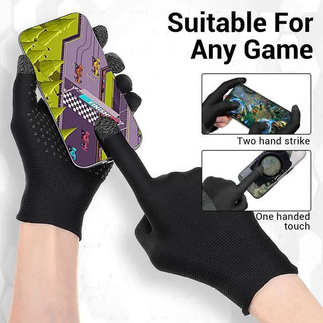 Alt view image 4 of 7 - Ultra-Thin Mobile Gaming Gloves Touchscreen Gaming Gloves Anti-Sweat Mobile Finger Sleeve Breathable with Thumb Finger Sleeves for High-Ranking Players Tablet Streamer Sweaty Hands
