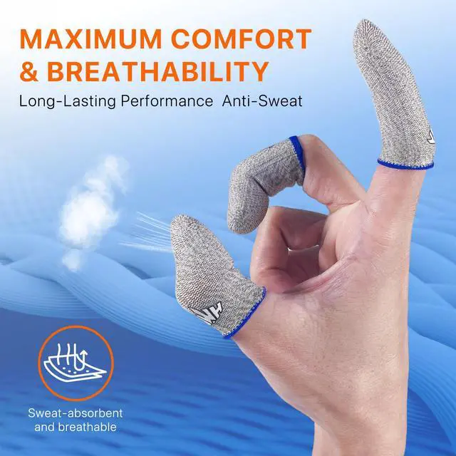 Alt view image 5 of 7 - 20 Pack Ultra Thin Silver Fiber Gaming Finger Sleeves White Thumb Sleeves Mobile Gaming Breathable Cots Gaming Finger Gloves for Pubg Fundas para Dedos Dedales Gamer Profesionales