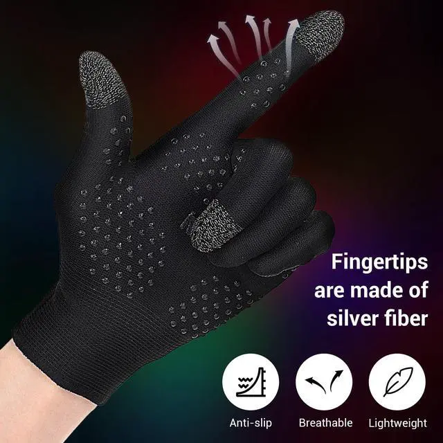 Alt view image 6 of 7 - Ultra-Thin Mobile Gaming Gloves Touchscreen Gaming Gloves Anti-Sweat Mobile Finger Sleeve Breathable with Thumb Finger Sleeves for High-Ranking Players Tablet Streamer Sweaty Hands