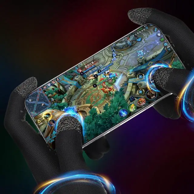 Alt view image 7 of 7 - Ultra-Thin Mobile Gaming Gloves Touchscreen Gaming Gloves Anti-Sweat Mobile Finger Sleeve Breathable with Thumb Finger Sleeves for High-Ranking Players Tablet Streamer Sweaty Hands