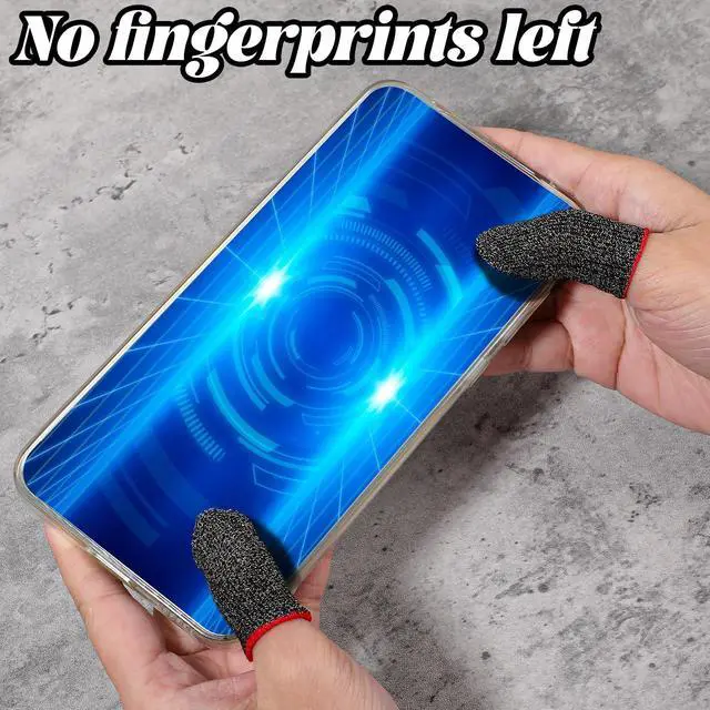 Alt view image 5 of 7 - 20 Pack Gaming Finger Sleeves Thumb Sleeves Mobile Gaming 0.3mm Silver Fiber Finger Gloves Smooth Feel Anti-Sweat Extremely Thin Fit Touchscreen Devices Phone Tablet Devices (Black)