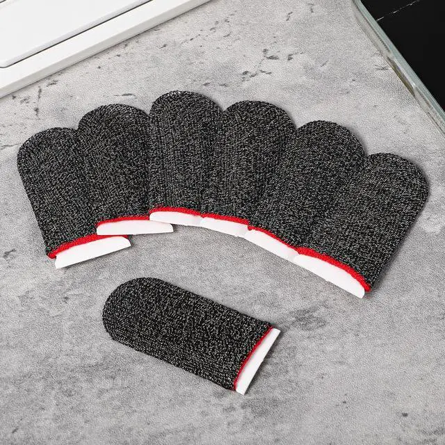 Alt view image 7 of 7 - 20 Pack Gaming Finger Sleeves Thumb Sleeves Mobile Gaming 0.3mm Silver Fiber Finger Gloves Smooth Feel Anti-Sweat Extremely Thin Fit Touchscreen Devices Phone Tablet Devices (Black)