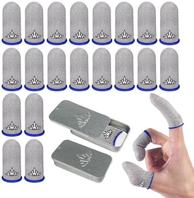 Main image of 20 Pack Ultra Thin Silver Fiber Gaming Finger Sleeves White Thumb Sleeves Mobile Gaming Breathable Cots Gaming Finger Gloves for Pubg Fundas para Dedos Dedales Gamer Profesionales