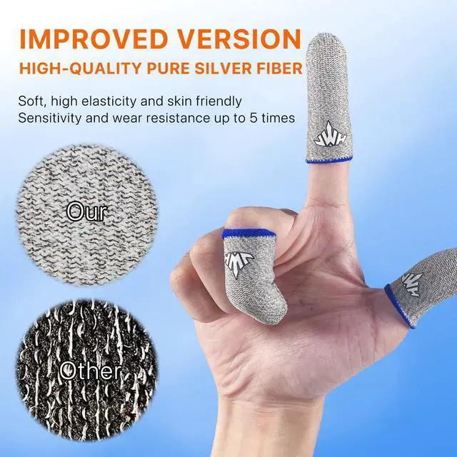 Alt view image 7 of 7 - 20 Pack Ultra Thin Silver Fiber Gaming Finger Sleeves White Thumb Sleeves Mobile Gaming Breathable Cots Gaming Finger Gloves for Pubg Fundas para Dedos Dedales Gamer Profesionales