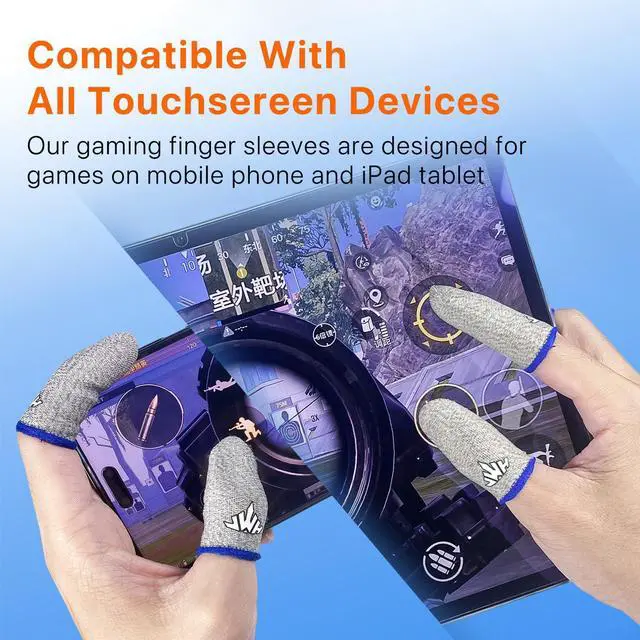 Alt view image 4 of 7 - 20 Pack Ultra Thin Silver Fiber Gaming Finger Sleeves White Thumb Sleeves Mobile Gaming Breathable Cots Gaming Finger Gloves for Pubg Fundas para Dedos Dedales Gamer Profesionales