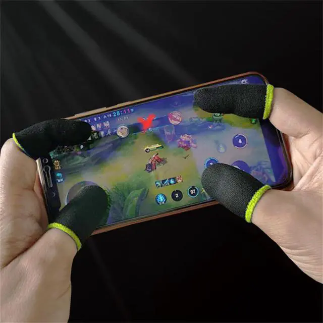 Alt view image 6 of 7 - Mobile Phone Gaming Finger Sleeves, Gamer Thumb Protector/Stabilizer/Compression Support Sleeve, Game Hand Controller Gloves/Cover/Wrap, Durable Fiber/Breathable/Sweatproof, 10 Pcs