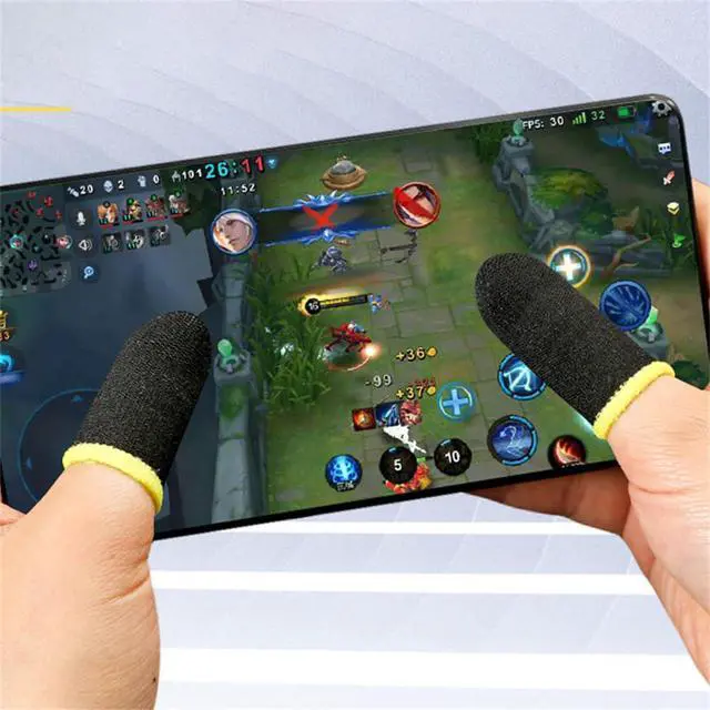 Alt view image 7 of 7 - Mobile Phone Gaming Finger Sleeves, Gamer Thumb Protector/Stabilizer/Compression Support Sleeve, Game Hand Controller Gloves/Cover/Wrap, Durable Fiber/Breathable/Sweatproof, 10 Pcs