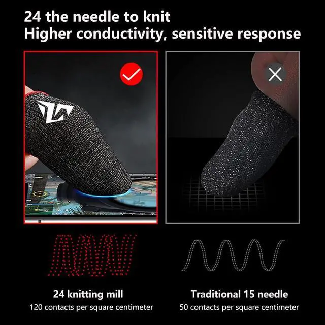 Alt view image 3 of 7 - 1Pair Gaming Finger Gloves Gaming Finger Sleeves Anti-Slip Sweatproof Ultra-Thin Touch Screen Gloves Fingertip Cover for Mobile Game Gaming Thumb