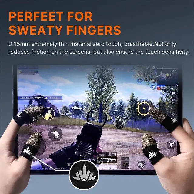 Alt view image 4 of 7 - 20 Pack Pure Silver Gaming Finger Sleeves Anti Slip Sweat Proof Covers Mobile Phone Gaming Gloves 0.15mm Dedales Gamer Profesionales Sensitive Touch Durable Gaming Thumb Sleeve for Pubg