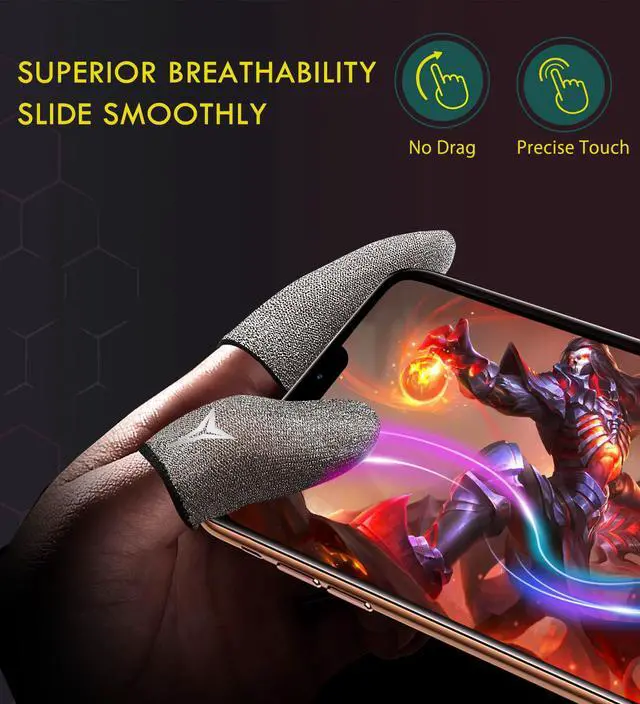 Alt view image 3 of 7 - Longer Size for 5 Fingers, No More Slipping,Professional Pure Silver Fiber Finger Sleeves for Mobile Gaming Maximum Touch Sensitivity, Anti-Sweat,6 Pack (M)