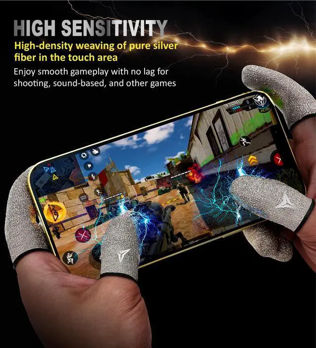 Alt view image 4 of 7 - Longer Size for 5 Fingers, No More Slipping,Professional Pure Silver Fiber Finger Sleeves for Mobile Gaming Maximum Touch Sensitivity, Anti-Sweat,6 Pack (M)