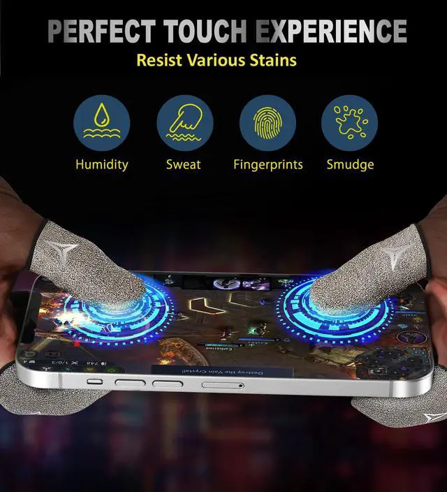 Alt view image 5 of 7 - Longer Size for 5 Fingers, No More Slipping,Professional Pure Silver Fiber Finger Sleeves for Mobile Gaming Maximum Touch Sensitivity, Anti-Sweat,6 Pack (M)