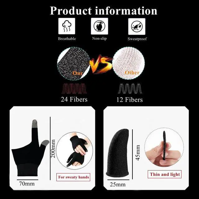 Alt view image 2 of 7 - Gaming Gloves for Sweaty Hands, Ultra-Thin Breathable Touchscreen Game Gloves with Thumb Finger Sleeves for iPad Tablet/Mobile Phone