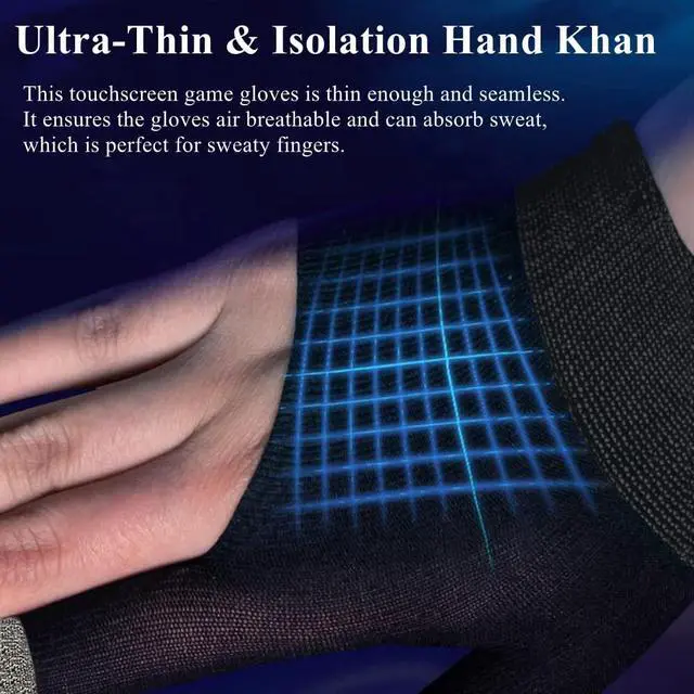Alt view image 5 of 7 - Gaming Gloves for Sweaty Hands, Ultra-Thin Breathable Touchscreen Game Gloves with Thumb Finger Sleeves for iPad Tablet/Mobile Phone
